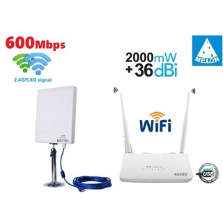 Router+USB WIFI 5G+2.4G 600Mbps ตัวขยาย สัญญาณ Wifi ระยะไกล รับ Wifi มาแล้ว ปล่อย Wifi ต่อ Melon N519D+R658U