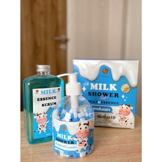 สบู่สูตรลับเฉพาะ(น้ำนม)Milk Shower+Milk Essenec Serum 500ml #มีของพร้อมส่ง (สีฟ้า)