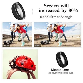 เลนส์เสริมมือถือ 2 in 1 คลิปเลนส์มือถือ คุณภาพสูง Super Wide Macro รุ่นLQ-027 เลนส์กว้าง Wide 0.45x ถ่ายระยะใกล้ Macro
