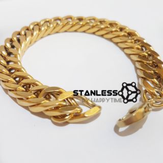 Saleสร้อยมือสแตนแลสแท้ สีทอง 8mm ไม่ลอกไม่ดำ