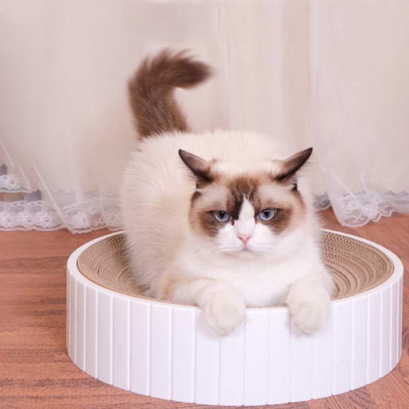 COD ที่นอนแมว ที่ลับเล็บแมว 2in1 ของเล่นแมว ทรงกลมเปลี่ยนกระดาษลับเล็บได้ กระดาษลูกฟูกที่ลับเล็บแมว