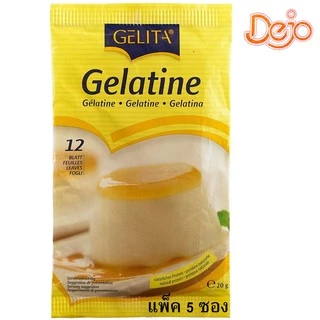 Gelita White Leaf Gelatine แผ่นเจลาติน ตราเยลลิต้า ( 20 กรัม) แพ็ค 5 ซอง เฉลี่ยซองละ 70 บาท