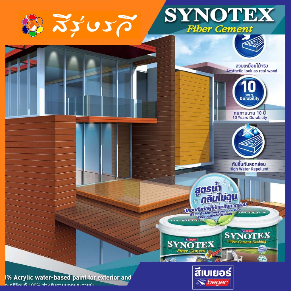 Synotex Fiber Cement เบเยอร์ สีทาไม้ไฟเบอร์ซีเมนต์ ซินโนเท็กซ์ สีทาไม้เทียม ขนาด แกลลอน 3.75 ลิตร