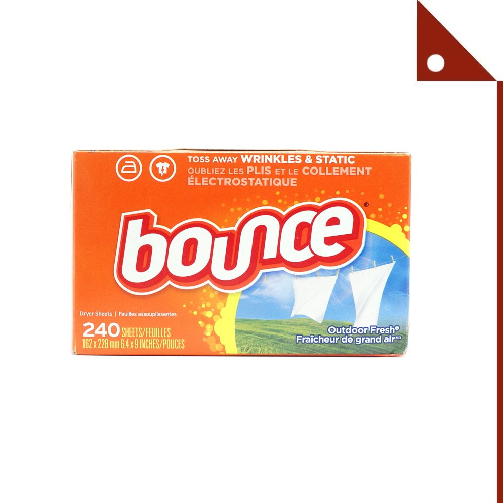 Bounce : BOU0001* แผ่นอบผ้า แผ่นปรับผ้านุ่ม Fresh Dryer Sheet, Outdoor Fresh 240 Count