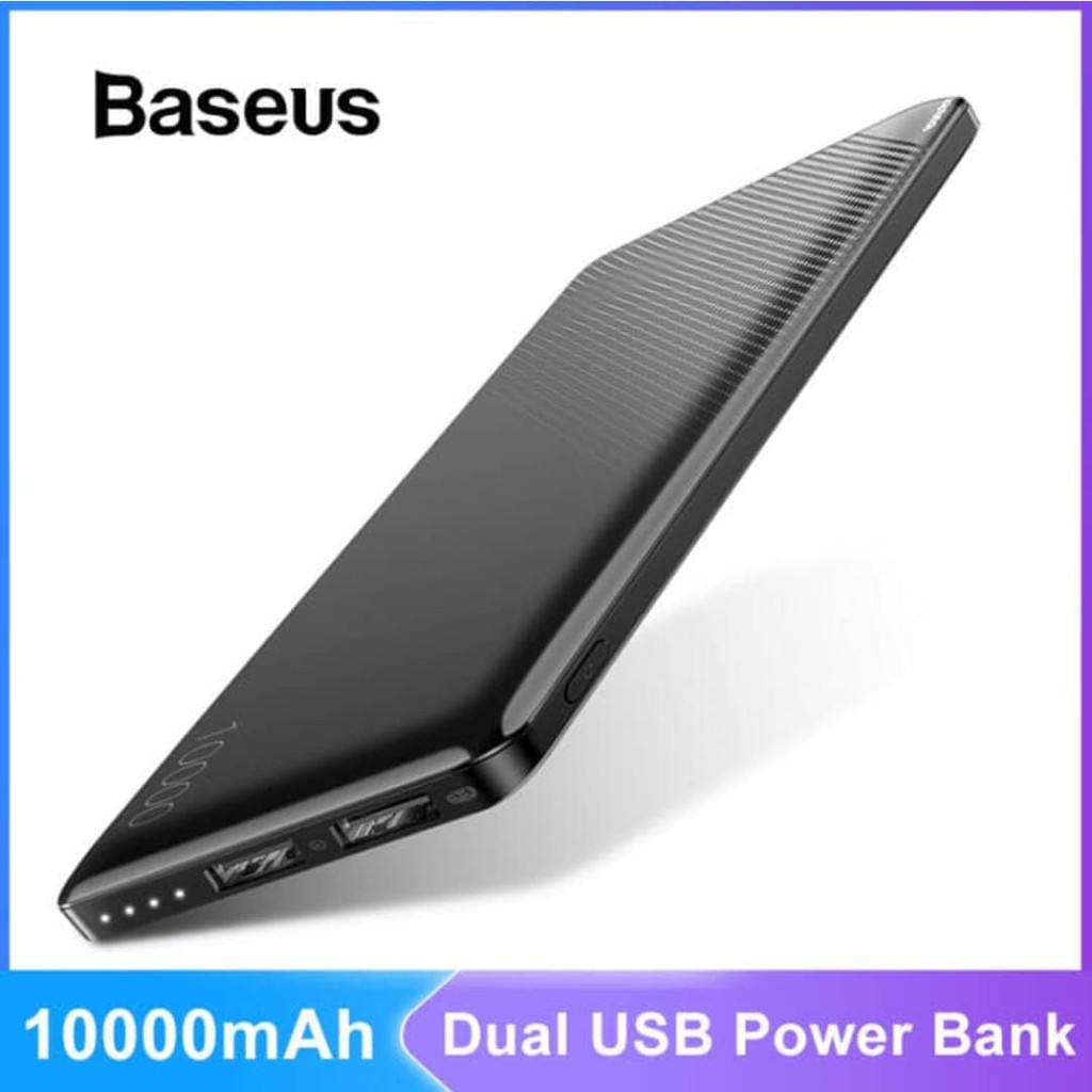 Baseus แบตเตอรี่สำรอง ชาร์จพร้อมกัน 2 เครื่อง 10000 mAh Mini Cu Power Bank พอร์ต USB 2 ช่อง​ PPALL-KU01 PPAL-KU01