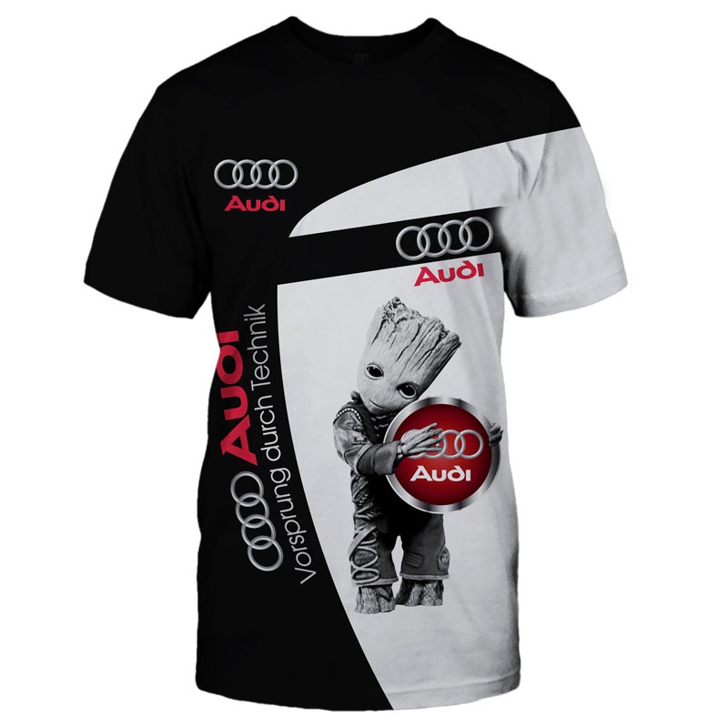 ใหม่ เสื้อยืดแขนสั้นลําลอง พิมพ์ลายตัวอักษร Audi Car 3D แฟชั่นฤดูร้อน สําหรับผู้ชาย และผู้หญิง XS-6XL