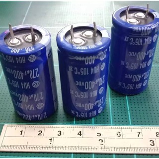 ตัวเก็บประจุ 400V  270UF 105’c ขนาด2.4x4.5 CM. Hitachi ใหม่แท้จากญี่ปุ่น Capacitor คุณภาพเต็ม100% วงจรอิเล็กทรอนิกส์