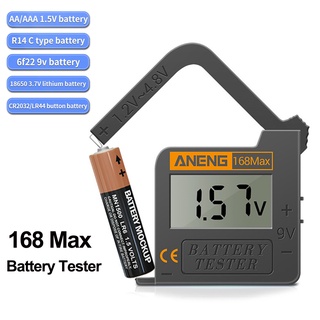 เครื่องทดสอบแบตเตอรี่ลิเธียมดิจิทัล 168Max หน้าจอ LCD AAA AA 6F22 9V CR2032