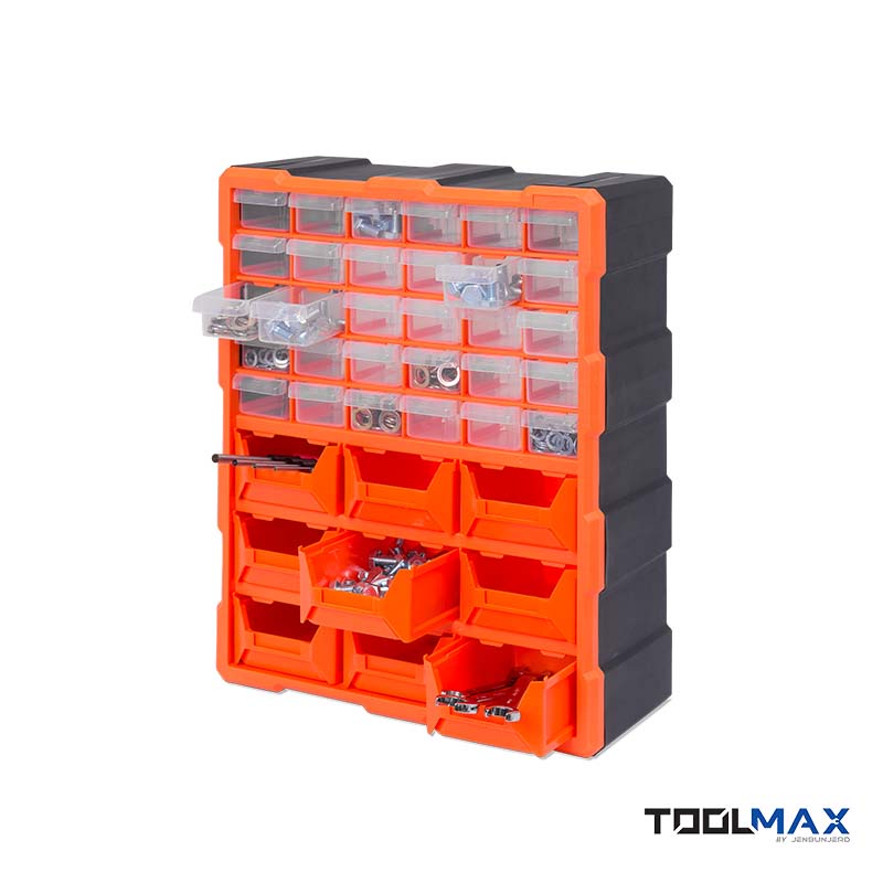 JenStore TOOLMAX ตู้ใส่กล่องอะไหล่พลาสติก ลิ้นชักใส 30 ช่อง + 9 ช่องใหญ่ CB0501