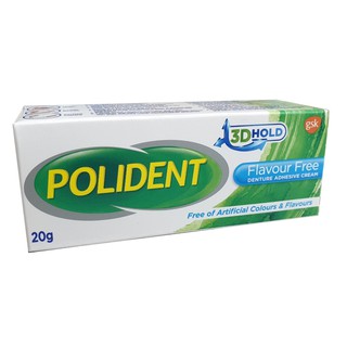 POLIDENT FLAVOUR FREE 20 G โพลิเดนท์ ครีมติดฟันปลอม 20 กรัม