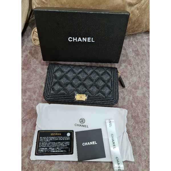 Chanel boy  long zip wallet A80815