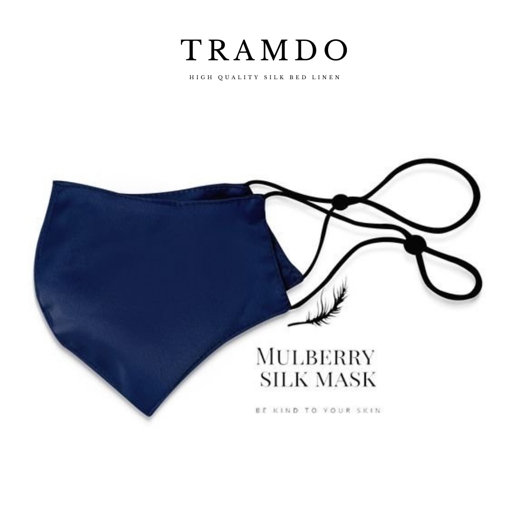NITE9SILK TRAMDOBEDDING หน้ากากผ้าไหมต้านเชื้อแบคทีเรีย 3 ชั้นพร้อมปุ่มปรับขนาด 20 สี