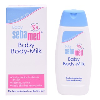 SEBAMED BABY BODY MILK 200ML โลชั่นน้ำนมเด็ก สำหรับผิวแห้ง (200มล) เบบี้ ซีบาเมด บอดี้ มิลค์