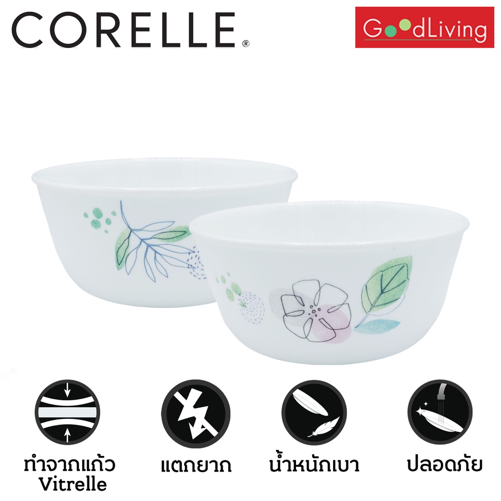 Corelle Poetic Melody ชามบะหมี่ 900 มล. ขนาด 6.4 นิ้ว (15.5 ซม.)จำนวน 2 ชิ้น / C-03-428-PD-2