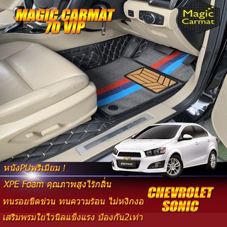 Chevrolet Sonic 2012-2015 Sedan Set B (เฉพาะห้องโดยสาร 2แถว) พรมรถยนต์ Chevrolet Sonic Sedan พรม7D VIP Magic Carmat