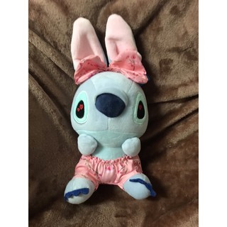 ตุ๊กตา สติช หูกระต่าย ผูกโบว์ มือ1 มีจุ้บติดกระจก stitch ตาเลิฟเลิฟ