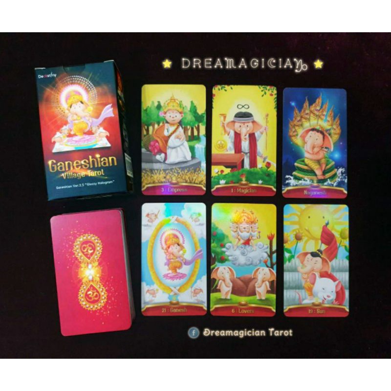 ไพ่พระพิฆเนศสีรุ้งสะท้อนแสง Ganeshian Village Tarot Hologram Edition ไพ่ยิปซี ไพ่ทาโร่ต์ ไพ่ออราเคิล