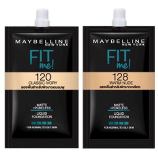 1 ซอง รองพื้นคุมมัน ช่วยคุมมัน ฟิต มี เมย์เบลลีน MAYBELLINE FIT ME MATTE + PORELESS FOUNDATION  SPF22 PA++