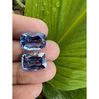 Blue Topaz 10x14mm 2 pieces synthetic culture stone