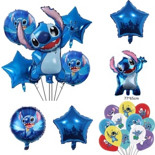 ลูกโป่งฟอยล์ ลายการ์ตูน Stitch Star สีฟ้า สําหรับตกแต่งปาร์ตี้วันเกิดเด็ก