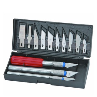 ชุดมีดเอนกประสงค์ 13 ชิ้น 13pc Hobby Knife Set (สีแดง/ขาว)