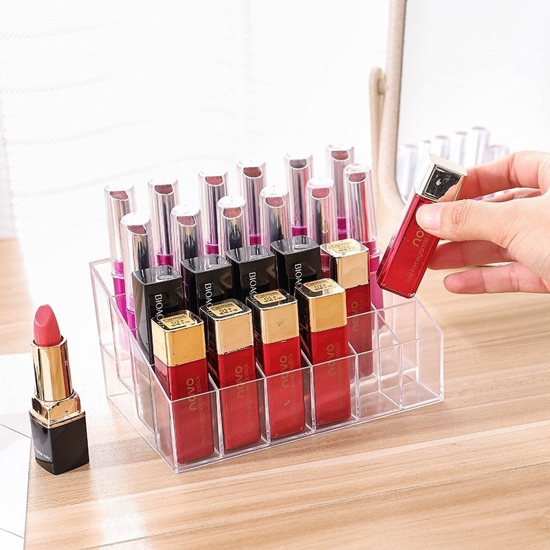 พร้อมส่ง กล่องเก็บลิปสติก 💄 กล่องอะคริลิค 24ช่อง เก็บเครื่องสำอาง ใส่ลิปสติก ใส่ลิป 💄
