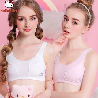 ☼2 ชิ้น เฮลโลคิตตี้ หนุ่มโค้ง จูเนียร์ ไร้รอยต่อ เสื้อกั๊ก เรเซอร์แบ็ค เด็ก วัยรุ่น เด็กผู้หญิง ชุดชั้นใน สายคล้องไหล่ แคบ