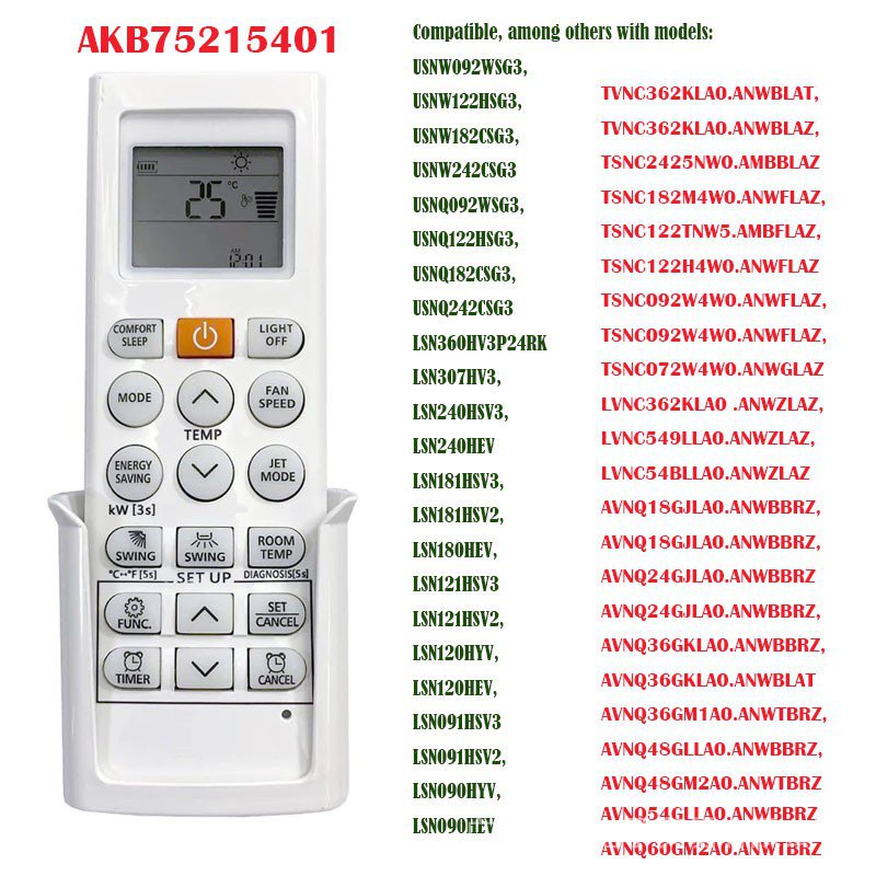 ใหม่ สําหรับรีโมทคอนโทรล LG AKB75215401 เปลี่ยน AKB74955605 ลูกชาย74955617 สําหรับ LG เครื่องปรับอากาศควบคุม Remoto USNW092WSG3, USNW122HSG3, USNW182CSG3, USNW242CSG3 USNQ092WSG3, USN