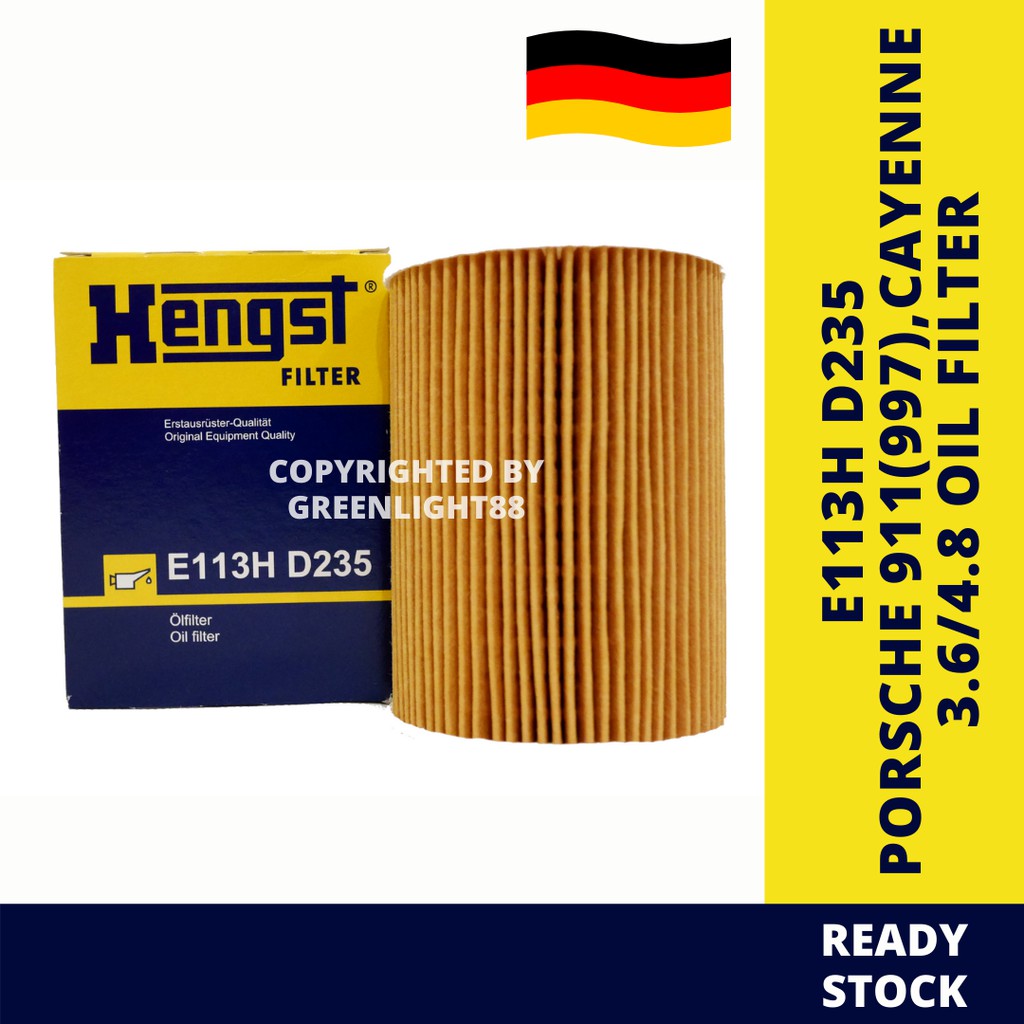 (E113H D235) กรองน้ํามันเครื่อง HENGST PORSCHE 911(997),CANENE 3.6/4.8 กรองน้ํามัน (948 107 222 00)