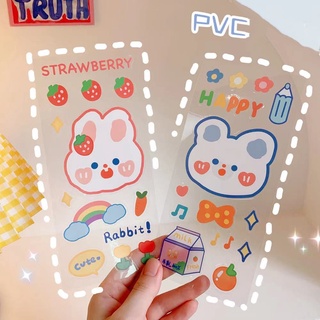 สติกเกอร์ PVC ลายกระต่าย หมี และสตรอเบอร์รี่น่ารัก สําหรับติดตกแต่งสมุด