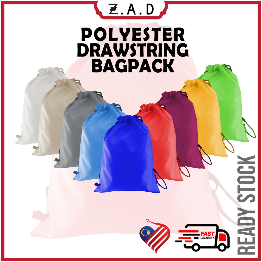 Drawstring Bag Plain Polyester 420D ( Tebal )รองเท้ายิมกันน้ํา Bola / Umarh / Marathon