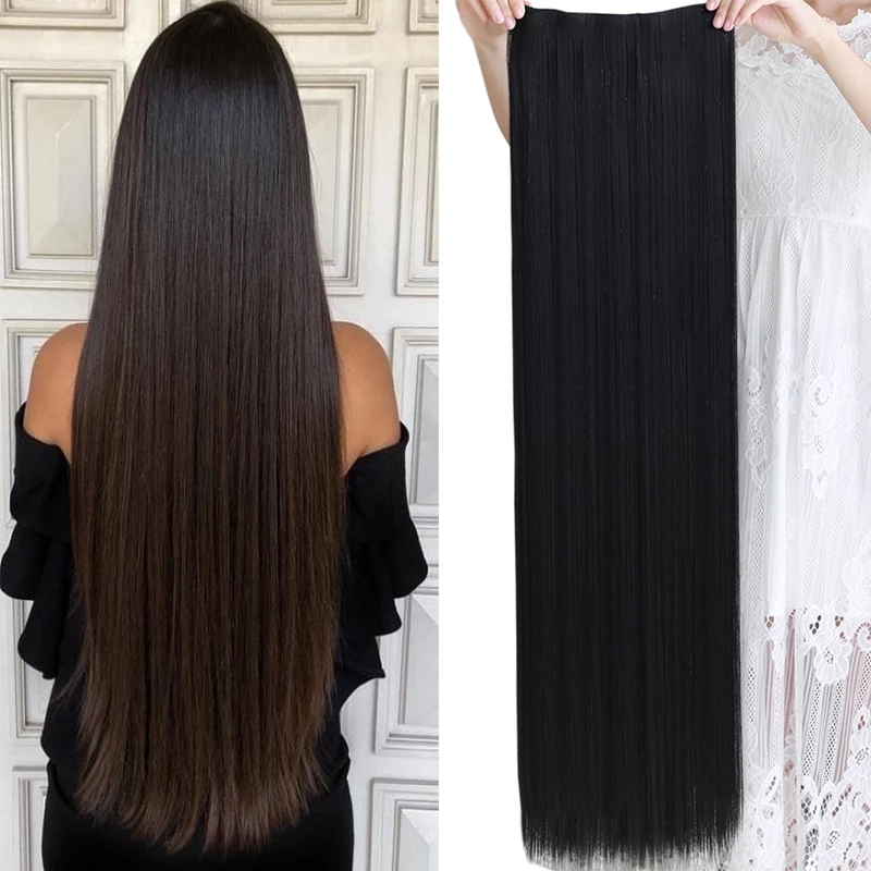 กิ๊บติดผมสังเคราะห์ธรรมชาติ ยาว 32 นิ้ว 5 ชิ้น สีดํา สีน้ําตาล สําหรับผู้หญิง