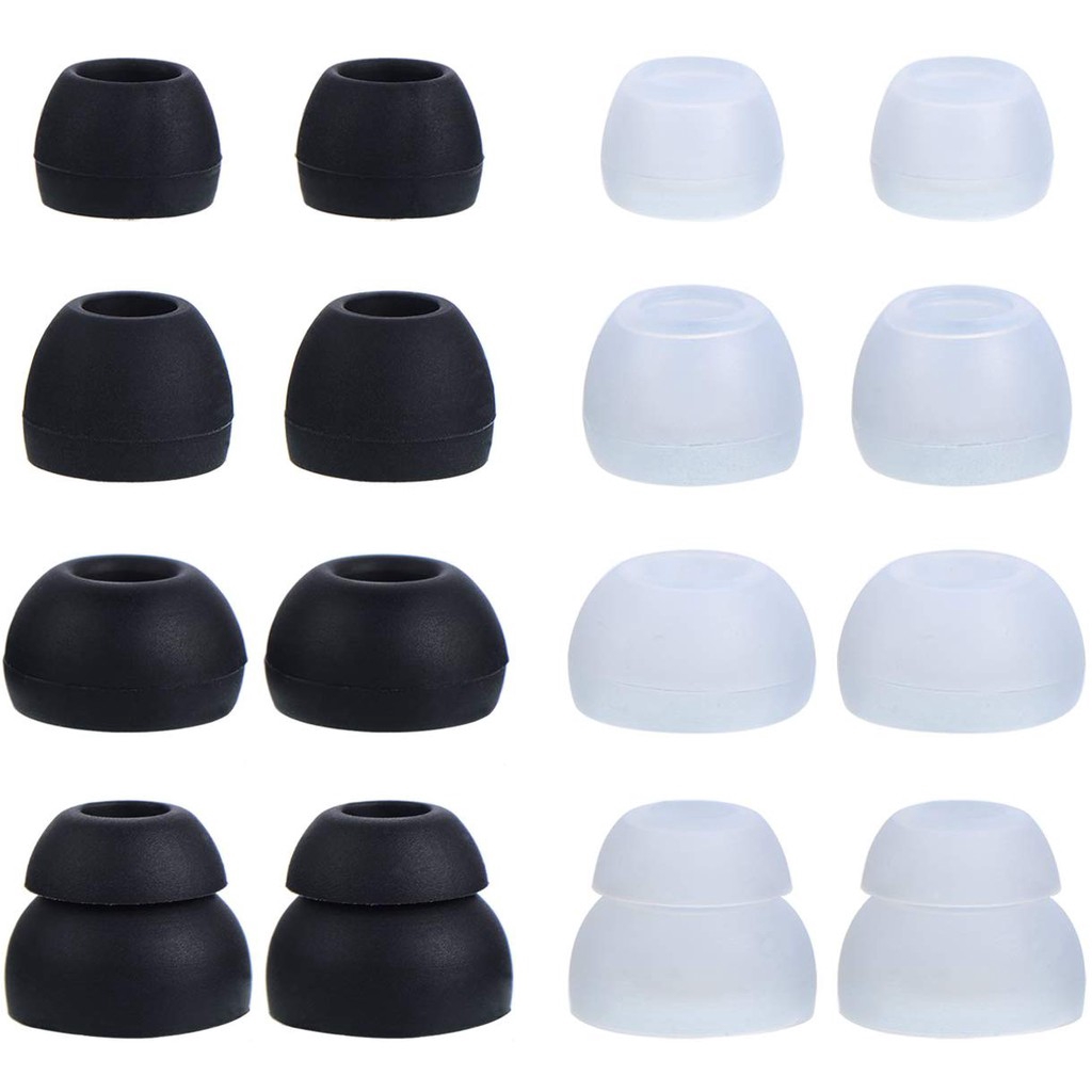 8 คู่เปลี่ยนหูฟังซิลิโคนเคล็ดลับ Eartips Earpads สําหรับ Skullcandy หูฟังสีดําและ Clear