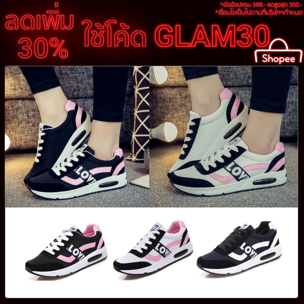 โค้ด __(GLAM30)_ 30%‘ ลด รองเท้าแพลตฟอร์มผ้าใบลูกไม้สำหรับผู้หญิง