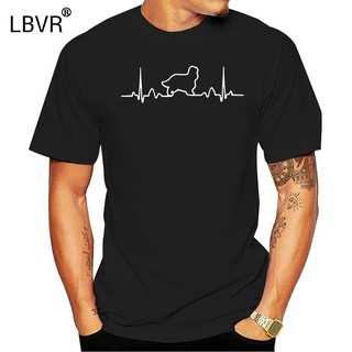 เสื้อยืด พิมพ์ลายตัวอักษร Cavalier King Charles Spaniel Dog Heartbeat แฟชั่นฤดูร้อน สําหรับผู้ชายS-5XL