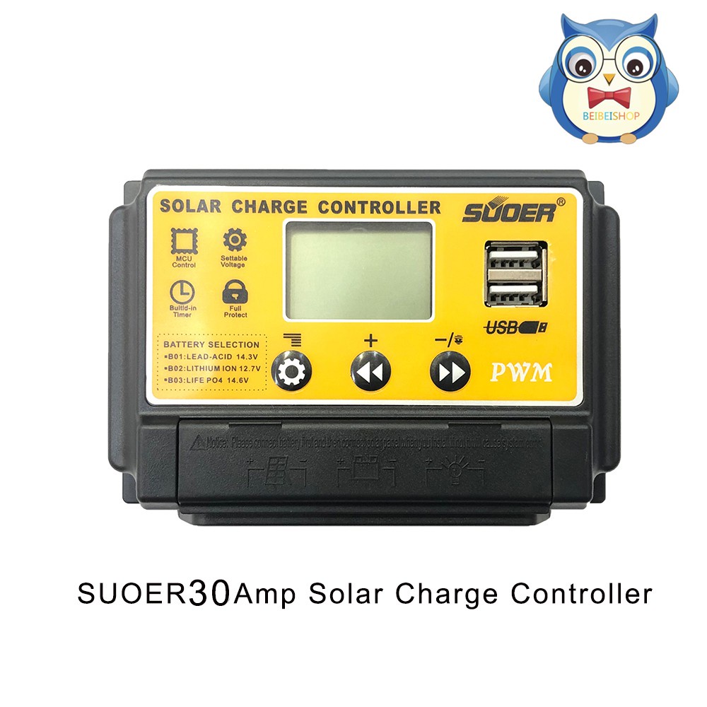 ⊕SUOER โซล่าร์ชาร์จเจอร์ PWM 30A (ST-S1230)