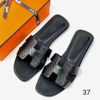 SALE 💥💥H ermes Oran Sandals Black ฉลุ 37 inbox   ของแท้