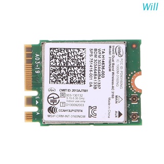 Will การ์ดเครือข่ายไร้สาย 3160NGW NGFF Wifi 433Mbps 2.4G 5Ghz สําหรับ Intel 3160 AC 802.11ac บลูทูธ 4.0 Des