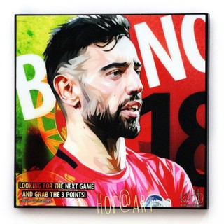 Bruno Fernandes #1 บรูโน่ เฟอร์นานเดส Manchester United แมนยู ปีศาจแดง รูปภาพ​ติด​ผนัง​ pop art นักฟุตบอล​ กรอบรูป​​