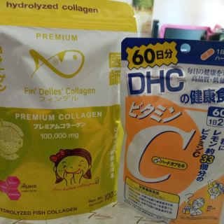 Set ความงาม แท้จากญี่ปุ่น collagen fin delles+vit c DHC