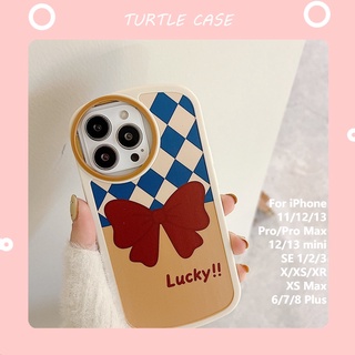 [พร้อมส่ง] เคสโทรศัพท์มือถือ ลายตาราง ประดับโบว์ สําหรับ Apple iPhone 14 13 12 11 PROMAX XS XR XSMAX SE2020 6 7 8PLUS MINI