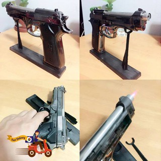 ไฟแช็ค 9 mm Beretta มาพร้อมแท่นวาง เติมแก๊สใช้งานได้จริง สะสม ของฝาก