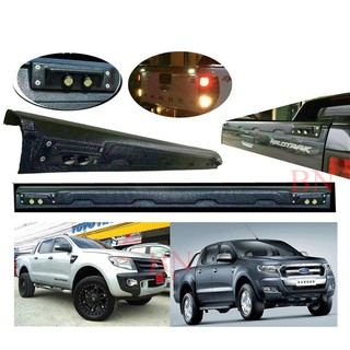 (1ชิ้น) กันรอยท้ายกระบะ LED ฟอร์ด เรนเจอร์ 2012 - 2021 ชายบันไดท้าย สีดำ FORD RANGER PX/T6 คิ้วท้ายกระบะ กันรอยท้าย