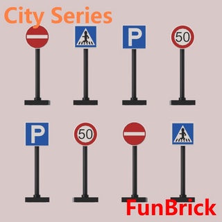 [Funbrick] โมเดลป้ายจราจรขนาดเล็กของเล่นสําหรับเด็ก