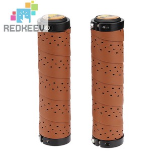 redkeev 2pcs Vintage Bike Bicycle Leather Anti-skid Handlebar Cover Sleeve Grips