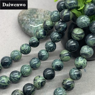 Green Kambaba Beads ลูกปัดหิน Kambaba สีเขียว ทรงกลม 4-12มม.DIY สำหรับใช้ในการทำเครื่องประดับ