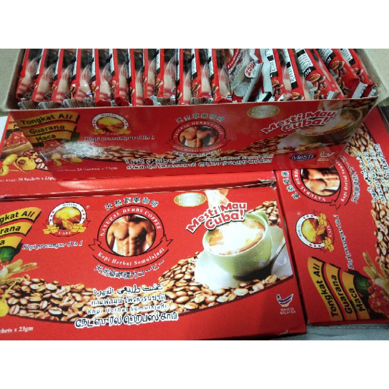 กาแฟอาบังซองแดง (แบบกล่อง) Natural herbs coffee ขนาด 25 กรัม 20 ซอง