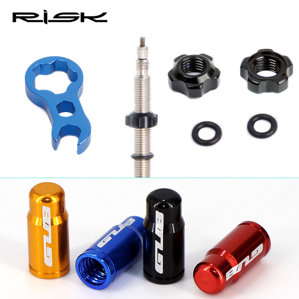 Risk น็อตวาล์วล้อรถจักรยาน พร้อมแหวนรอง 2 วาล์ว อุปกรณ์เสริม สําหรับรถจักรยานเสือภูเขา