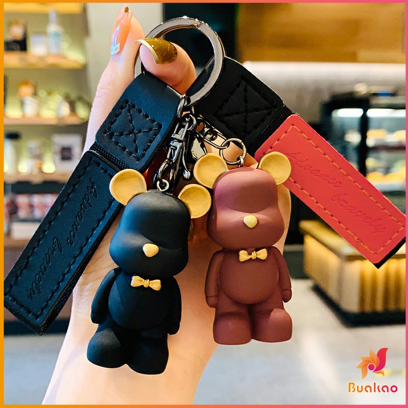 พวงกุญแจแฟชั่นยุโรปเหนือหมีผูกโบว์ พวงกุญแจหมี จี้ห้อยกระเป๋า keychain
