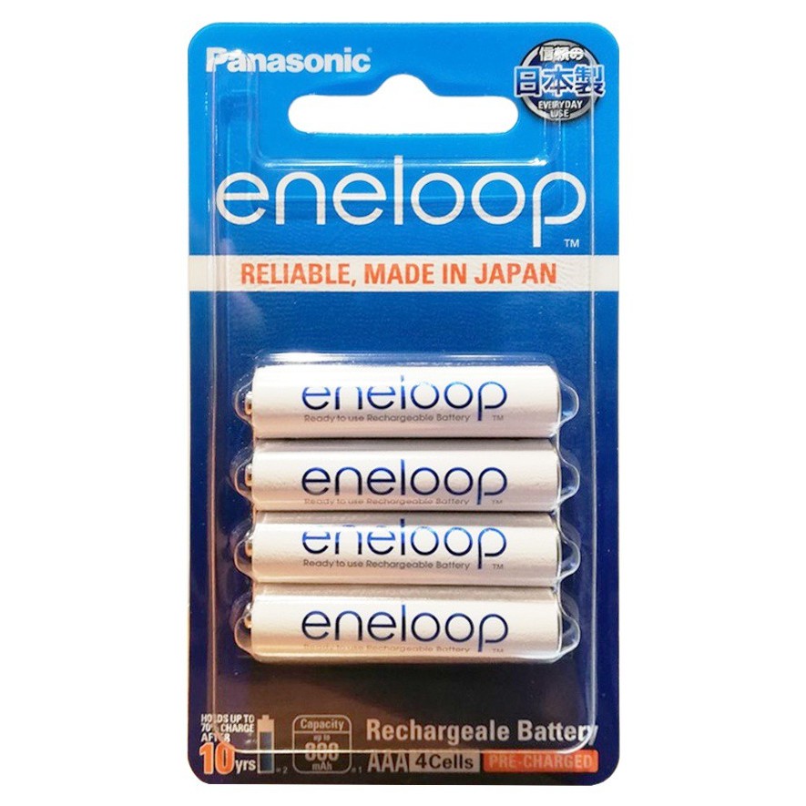 Panasonic eneloop Rechargeable Battery ถ่านชาร์จ AAA x 4 ก้อน รุ่น BK-4MCCE/4NT (White)